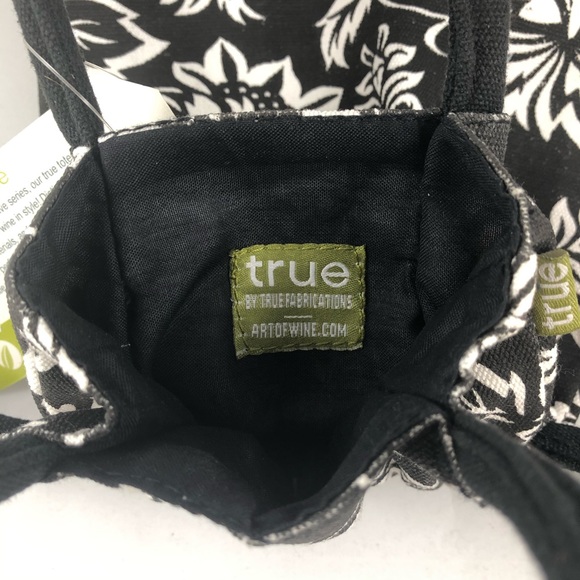 2 True Tote Canvas Wine Bottle Bags Black and White - Picture 7 of 7